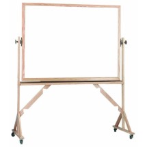 Aarco Products WRS4260 Reversible Free Standing White Porcelain Markerboard with Oak Wood Frame, 60&quot;W x 42&quot;H