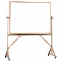 Aarco Products WRS4260 Reversible Free Standing White Porcelain Markerboard with Oak Wood Frame, 60"W x 42"H