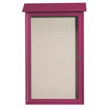 Aarco Products PLD4226-7 Rosewood Single Hinged Door Plastic Lumber Message Center with Vinyl Board, 26&quot;W x 42&quot;H