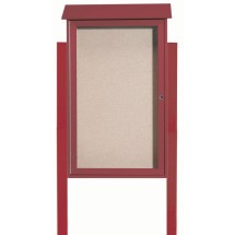 Aarco Products PLD4226DPP-7 Rosewood Single Hinged Door Plastic Lumber Message Center with Vinyl Board with Posts, 26&quot;W x 42&quot;H