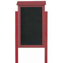 Aarco Products PLD4226LDPP-7 Rosewood Single Hinged Door Plastic Lumber Message Center with Letter Board with Posts, 26&quot;W x 42&quot;H