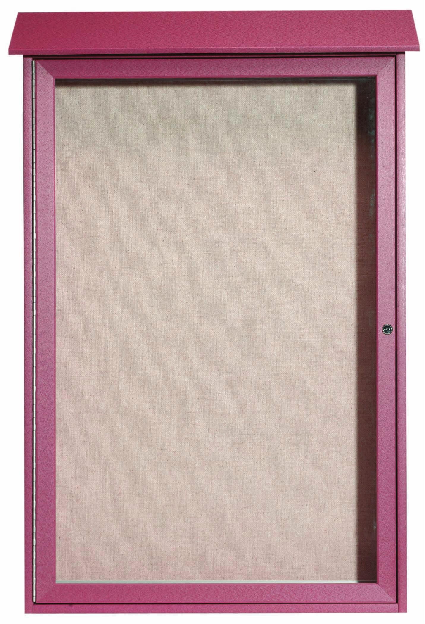 Aarco Products PLD4832-7 Rosewood Single Hinged Door Plastic Lumber Message Center with Vinyl Board, 32"W x 48"H