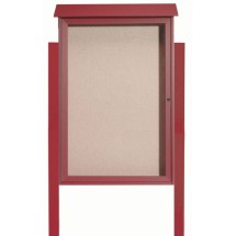 Aarco Products PLD4832DPP-7 Rosewood Single Hinged Door Plastic Lumber Message Center with Vinyl Board with Posts, 32&quot;W x 48&quot;H
