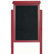 Aarco Products PLD4832LDPP-7 Rosewood Single Hinged Door Plastic Lumber Message Center with Letter Board with Posts, 32&quot;W x 48&quot;H