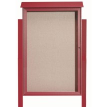 Aarco Products PLD5438DPP-7 Rosewood Single Hinged Door Plastic Lumber Message Center with Vinyl Board with Posts, 38&quot;W x 54&quot;H