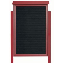 Aarco Products PLD5438LDPP-7 Rosewood Single Hinged Door Plastic Lumber Message Center with Letter Board with Posts, 38&quot;W x 54&quot;H