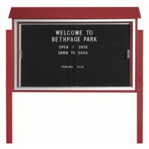 Aarco Products PLDS3045LDPP-7 Rosewood Sliding Door Plastic Lumber Message Center with Letter Board with Posts, 45&quot;W x 30&quot;H 