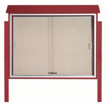 Aarco Products PLDS3645DPP-7 Rosewood Sliding Door Plastic Lumber Message Center with Vinyl Board with Posts, 45&quot;W x 36&quot;H