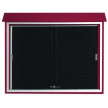 Aarco Products PLDS3645L-7 Rosewood Sliding Door Plastic Lumber Message Center with Letter Board, 45&quot;W x 36&quot;H