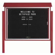 Aarco Products PLDS3645LDPP-7 Rosewood Sliding Door Plastic Lumber Message Center with Letter Board with Posts, 45&quot;W x 36&quot;H