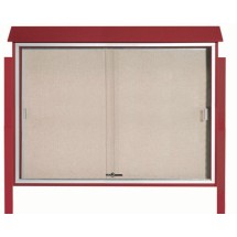 Aarco Products PLDS4052DPP-7 Rosewood Sliding Door Plastic Lumber Message Center with Vinyl Board with Posts, 52&quot;W x 40&quot;H