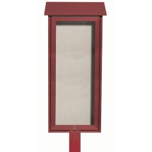 Aarco Products OPLD3416SPP-7 Rosewood Slimline Top Hinged Single Door Plastic Lumber Message Center with Vinyl Board with Posts, 16&quot;W x 34&quot;H