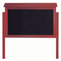 Aarco Products PLD3045TLDPP-7 Rosewood Top Hinged Single Door Plastic Lumber Message Center with Letter Board with Posts, 45&quot;W x 30&quot;H