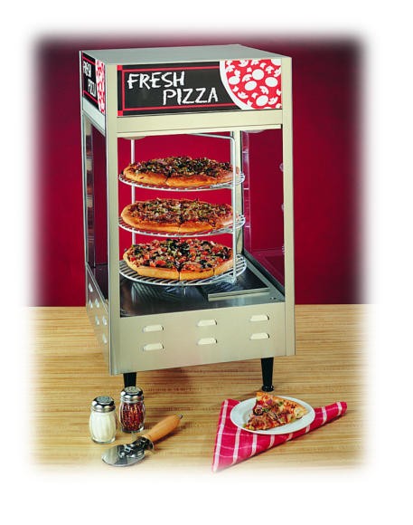 Nemco 6452-2 4-Tier Rotating Double Door Rotating Pizza Merchandiser, 18" Racks