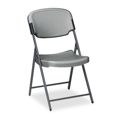 Rough 'N Ready Folding Chair, Charcoal Seat/Charcoal Back, Silver Base