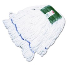Rough Floor Mop Head, Medium, Cotton/Synthetic, White, 12/Carton