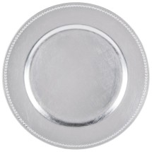 TigerChef  Round Melamine Silver Beaded 13&quot; Charger Plate