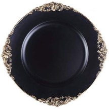 Round Antique Black Charger Plate 13"