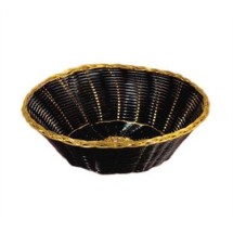 TableCraft 875B Black Handwoven Basket with Gold Trim 8&quot; x 2-1/4&quot;