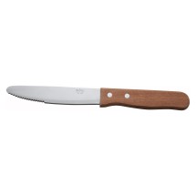 Winco KB-15W Jumbo Steak Knife with Round Edge Blade and Wooden Handle, 5&quot;