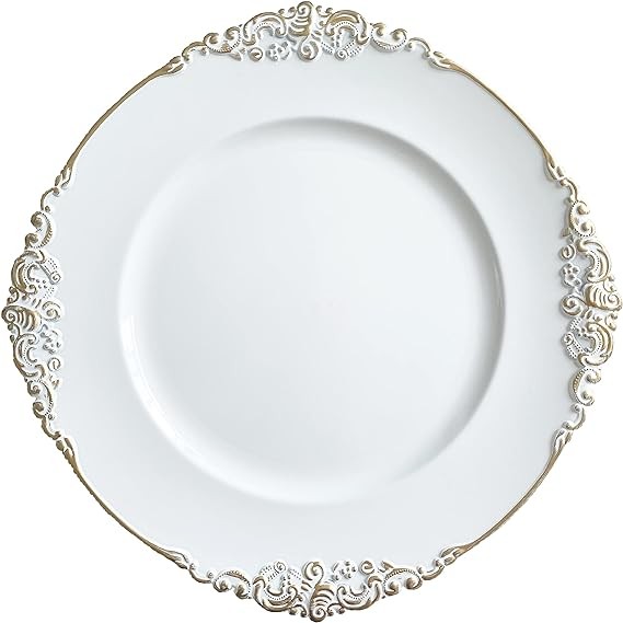 Round Royal Antique White Charger Plate 13