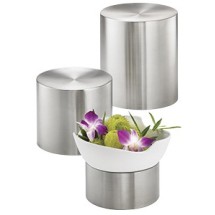 TableCraft RR3 Brushed Stainless Steel Round 3-Tier Riser Set