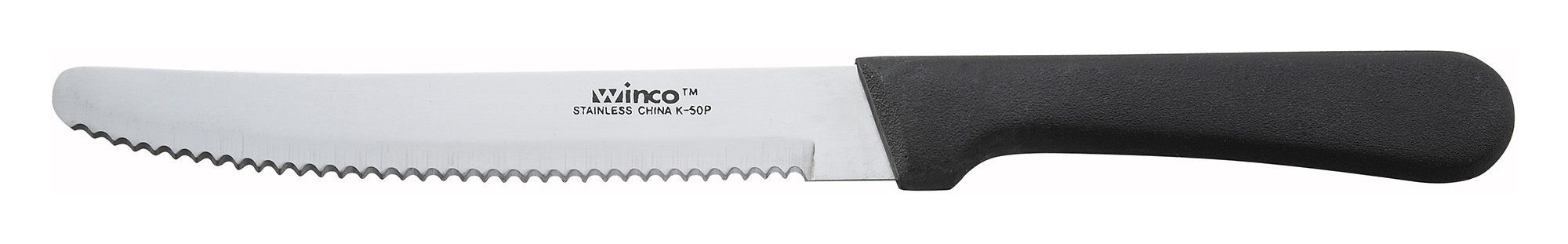 Winco K-50P Round Tip Steak Knife with Plastic Handle 5"