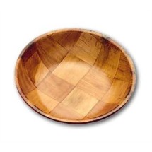 TableCraft 214 Round Mahogany Woven Wood Salad Bowl 14&quot;