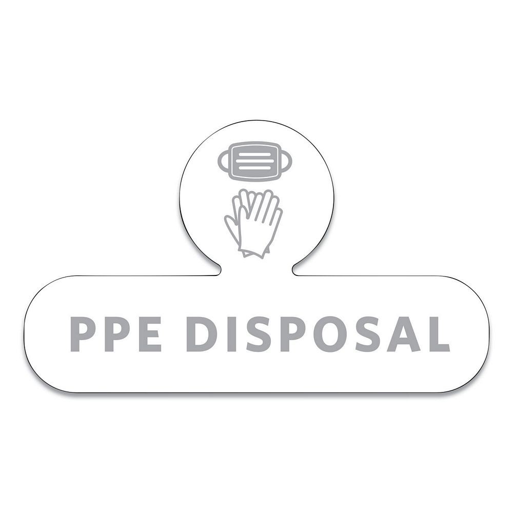 Rubbermaid White Medical Decal, PPE DISPOSAL, 9.5" x 5.6"