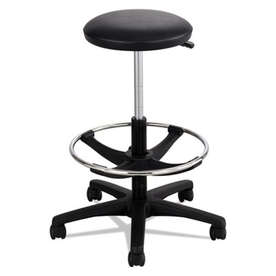Safco Black Extended-Height Lab Stool, Chrome Footring, 32