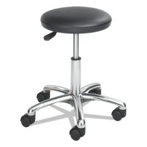 Safco Black Height-Adjustable Lab Stool, Chrome Base, 21