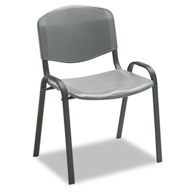 Safco Charcoal Contoured Seat Stacking Chair, 4/Carton