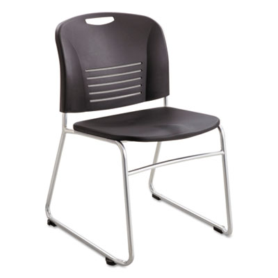 Safco Vy Black Plastic Sled Base Stack Chair, 2/Carton