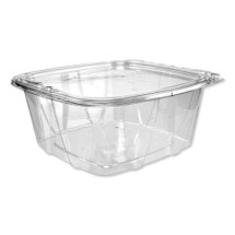 SafeSeal Tamper-Resistant, Tamper-Evident Deli Containers with Flat Lid, 64 oz, Clear, 200/Carton