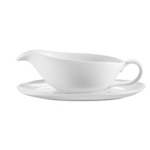 CAC China SBT-20 Accessories Sauce Boat with Saucer Set 20 oz.