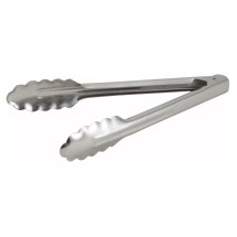 Winco UT-9 Scalloped-Edge Medium Weight Stainless Steel Utility Tong 9&quot;