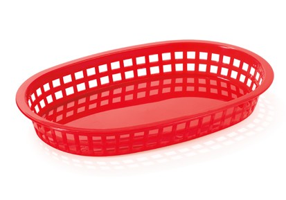 G.E.T. Enterprises RB-830-R Red Plastic Oval Basket, 10-3/4" x 7-1/4" 