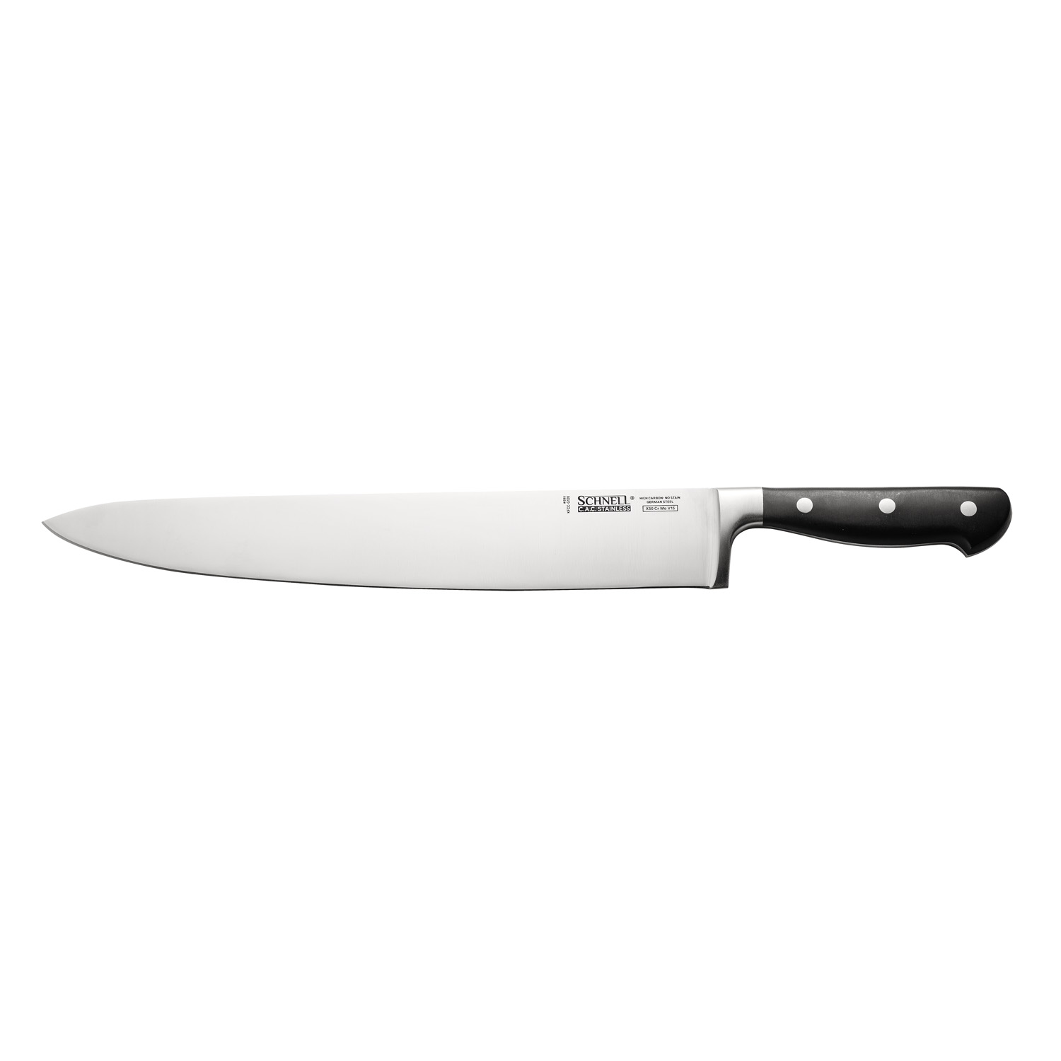 CAC China KFCC-G120 Schnell Forged Chef Knife 12" with Black Handle