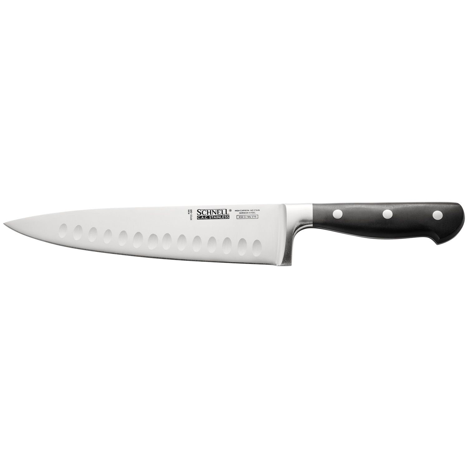 CAC China KFCC-G81 Schnell Forged Chef Knife with Granton Edge 8"