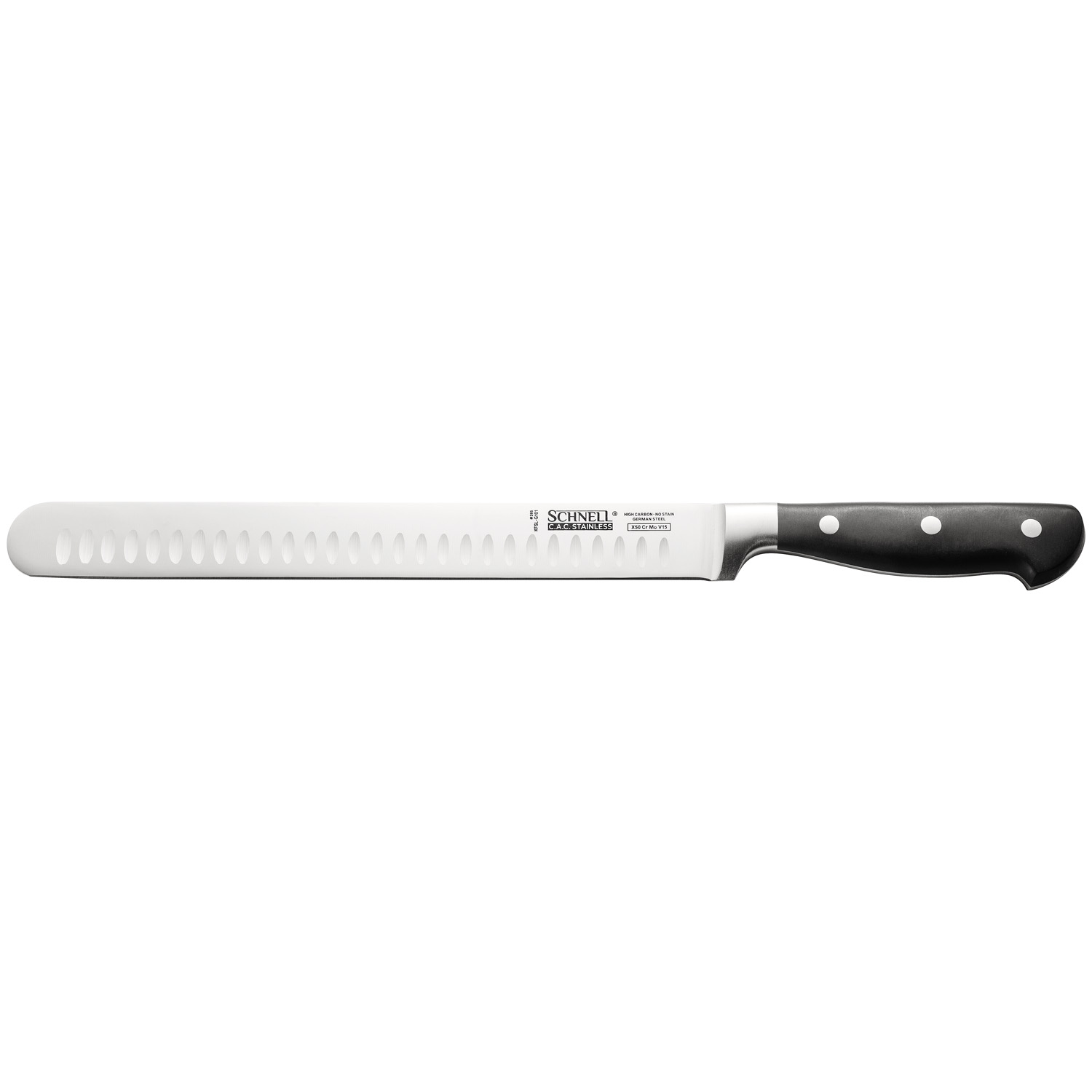 CAC China KFSL-G101 Schnell Slicing Knife with Granton Edge 10"