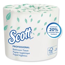 Scott Standard Roll Toilet Paper, 2-Ply, 20 Rolls/Carton
