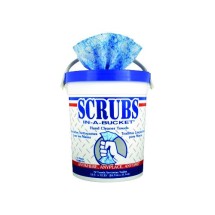 Scrubs Hand Cleaner Towels, 10 x 12, Blue/White, 72/Bucket, 6 Buckets/Carton
