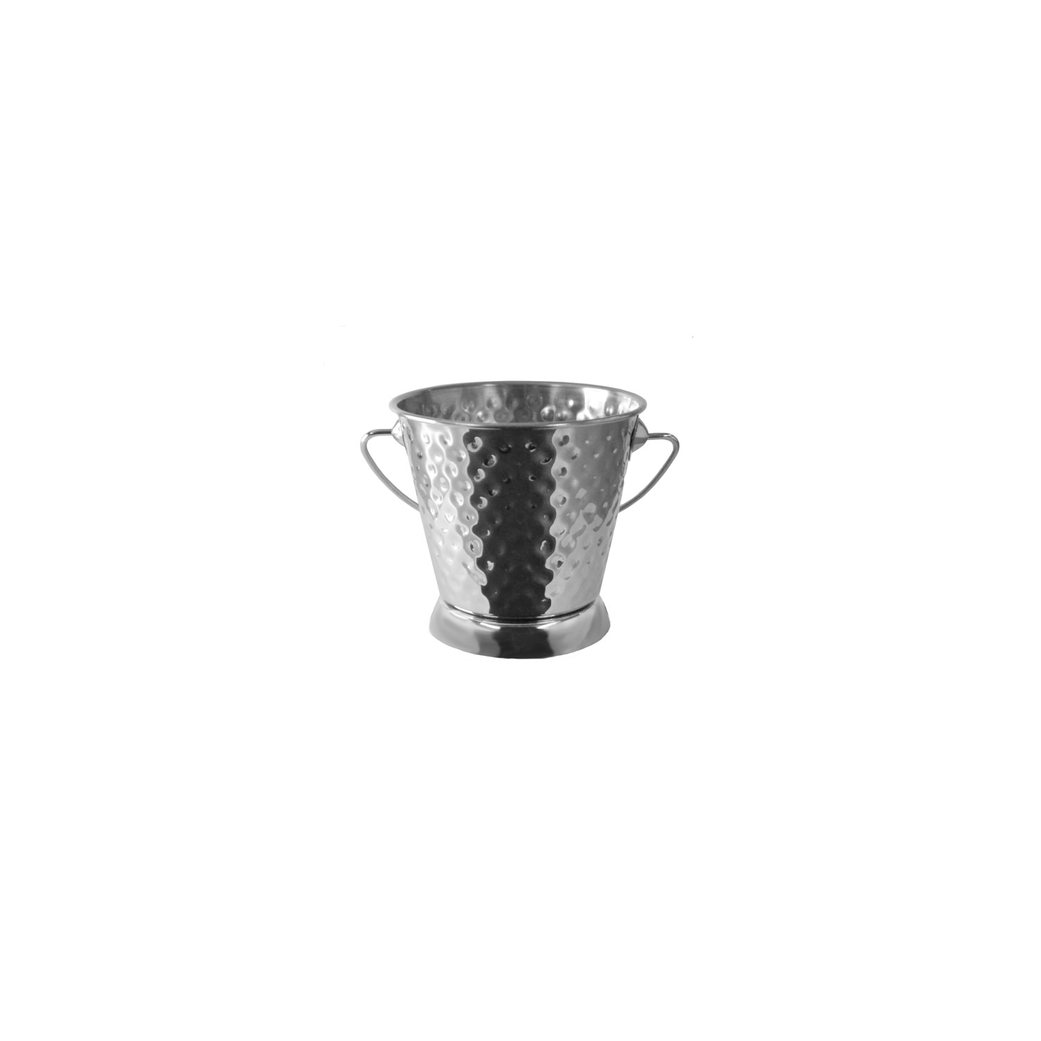 CAC China SMPL-35H Stainless Steel Mini Serving Pail with Hammered Handle 3 1/2" Dia x 3 5/8" H