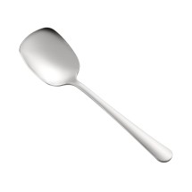 CAC China SSLS-8F Stainless Steel Serving Spoon with Flat Edge 8-1/2&quot; - 1 dozen