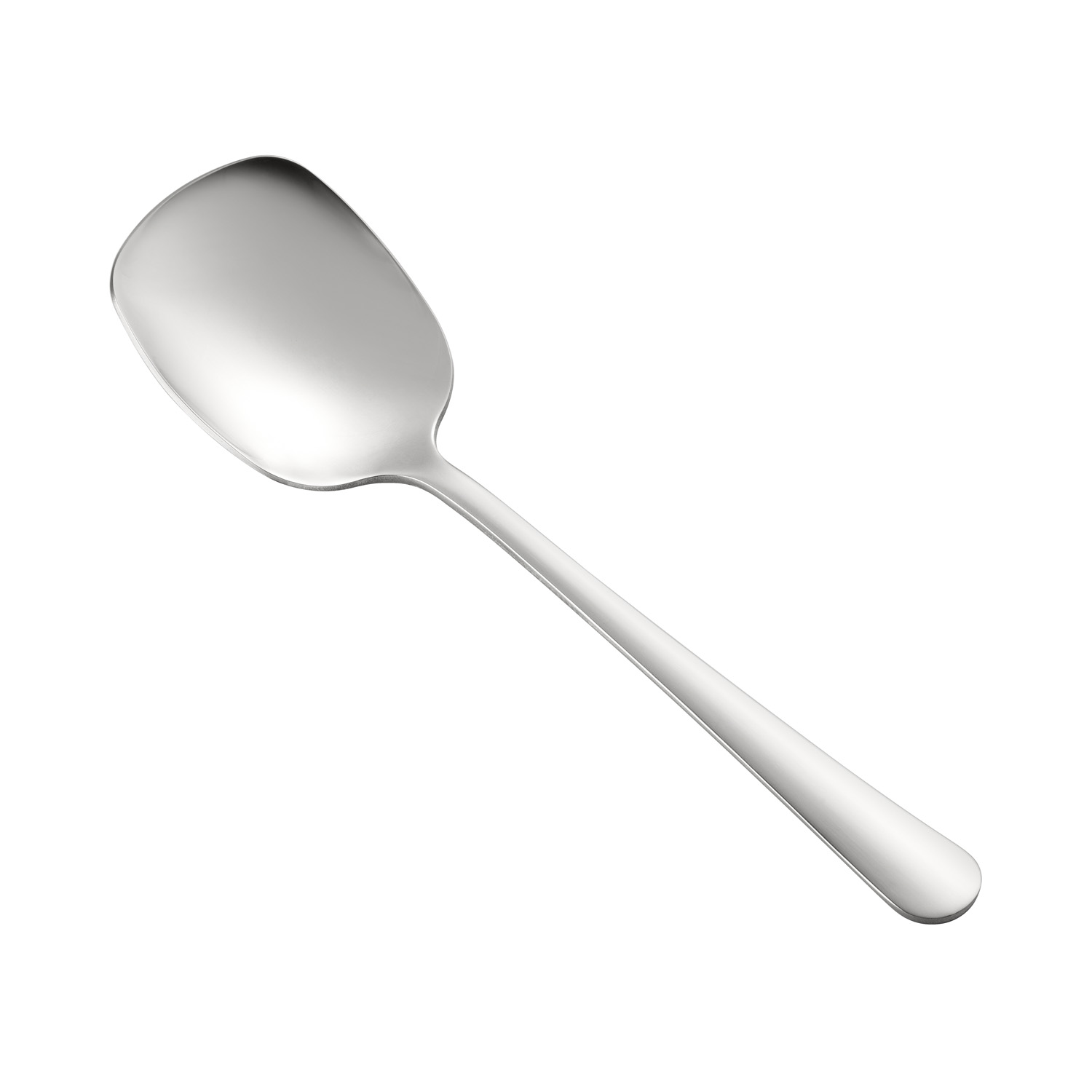 CAC China SSLS-8F Stainless Steel Serving Spoon with Flat Edge 8-1/2" - 1 dozen