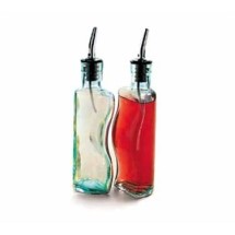 TableCraft 918 Green Tint Glass 8-1/2 oz. Gemelli Bottles and Pourer