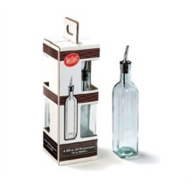 TableCraft H916-4 Glass Olive Oil Bottles 16 oz. with Stainless Steel Pourers, Set of 4