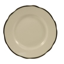 CAC China SC-5B Seville Scalloped Edge Plate, with Black Band 5 1/2&quot;