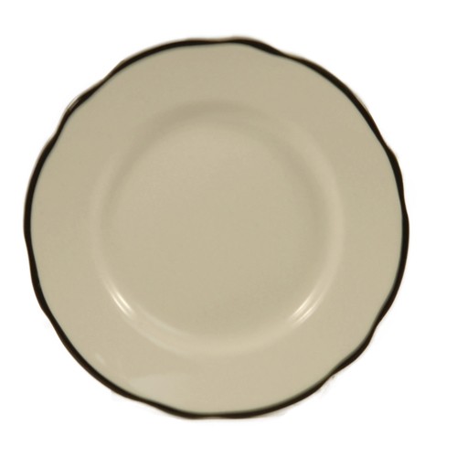CAC China SC-5B Seville Scalloped Edge Plate, with Black Band 5 1/2"