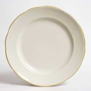 CAC China SC-16G Seville Scalloped-Edge Dinner Plate, with Gold Band 10 3/4"